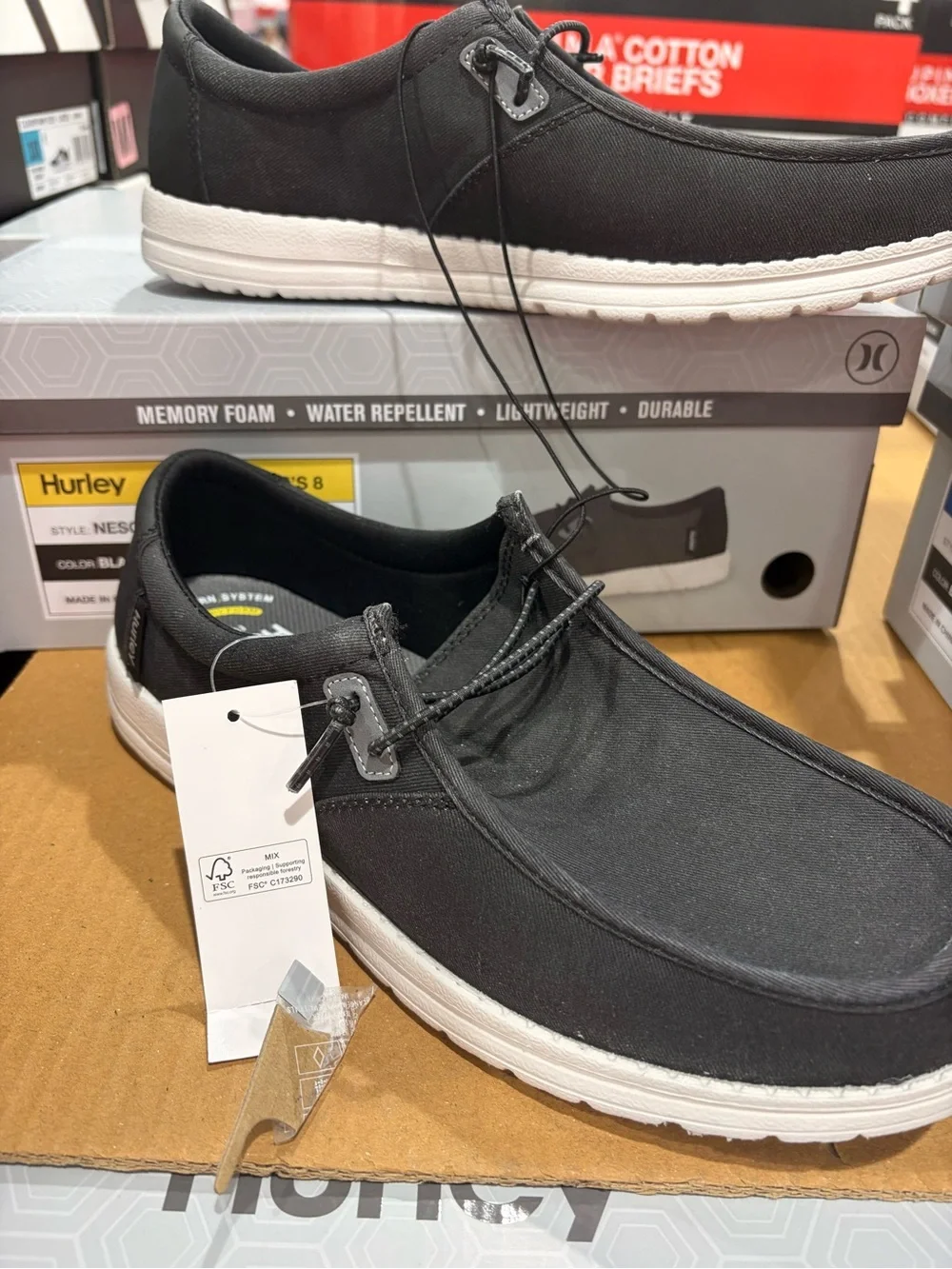 Hurley Black Canvas Slip-On Loafers Nesota lightweight water repellent new